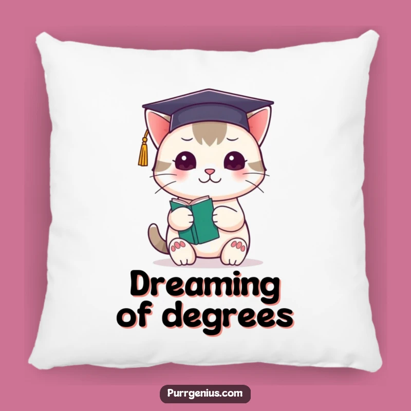 Funny Kawaii Cat Graduation Pillow: Snuggle Up with a Smart Friend
