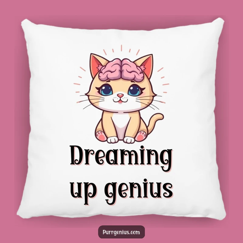 Funny Genius Cat Pillow: Soft Cushion with Smart Feline Brain, Perfect Funny Gift