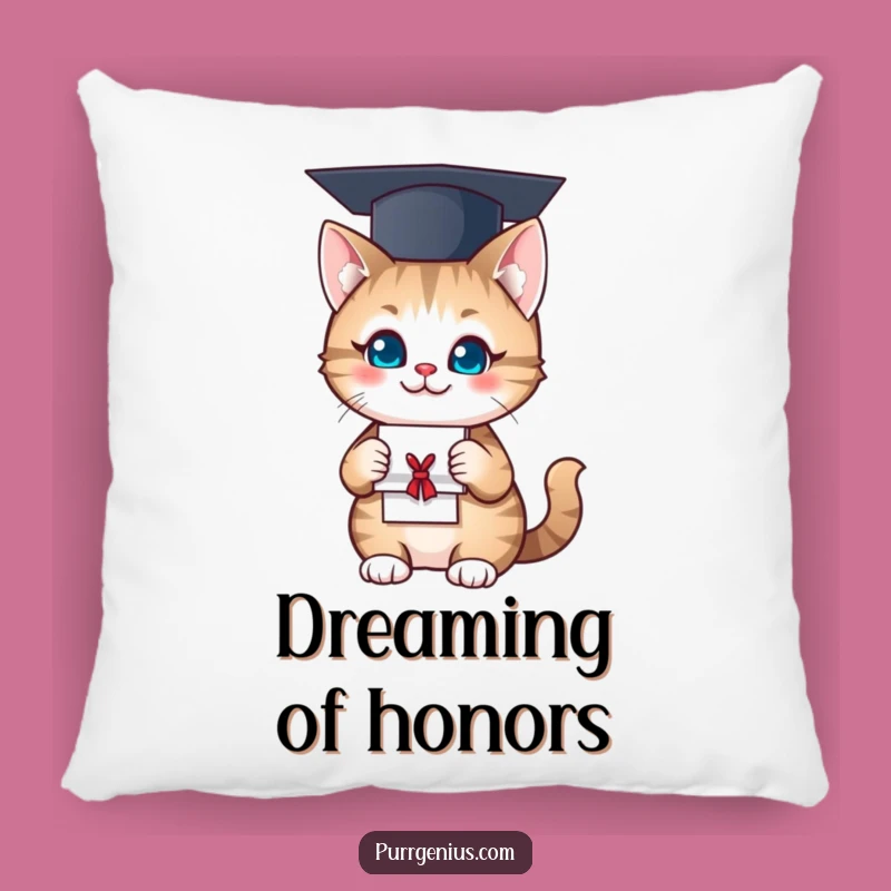Funny Accent Pillow: Graduate Cat Comfort, Cozy & Humorous Decor