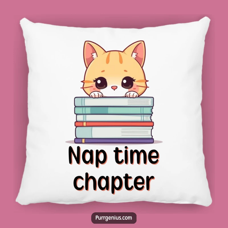 Funny Cat Book Pillow: Cozy Cushion for Literary Comfort