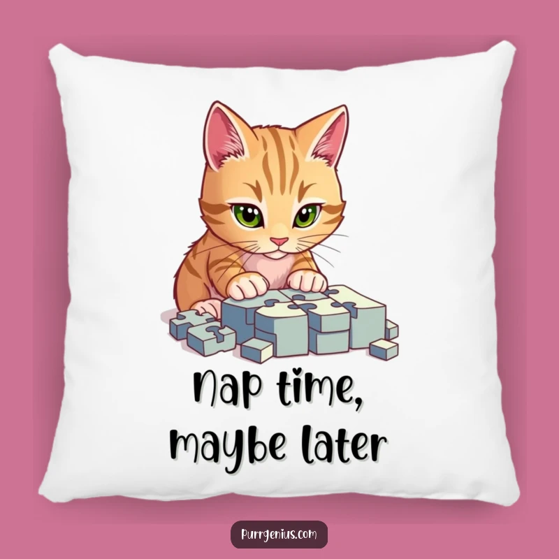 Funny Cat Puzzle Accent Pillow: Cozy Up with a Smart Companion