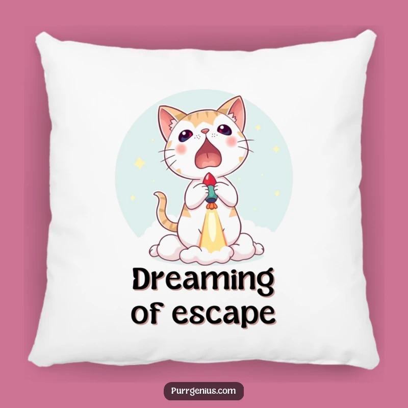 Funny Cat Rocket Surprise Pillow: Cozy Up with a Shocked Friend