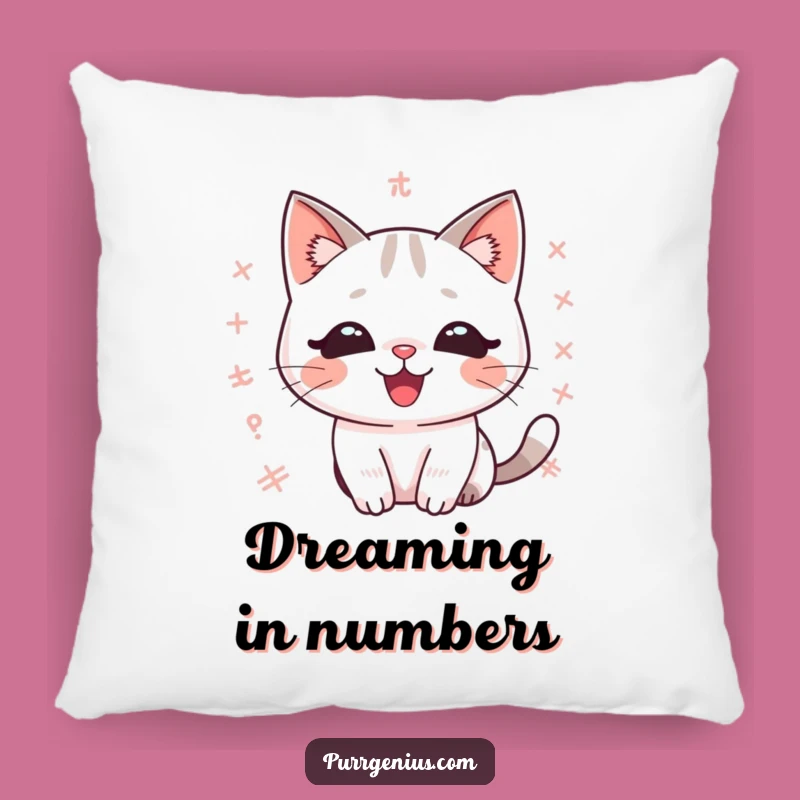 Funny Kawaii Math Cat Pillow: Cuddle Up with Equations and Cute Feline Joy!