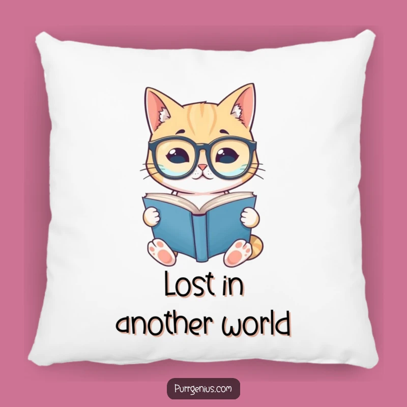 Funny Bookworm Cat Pillow: Cozy Comfort for Literary Lounging