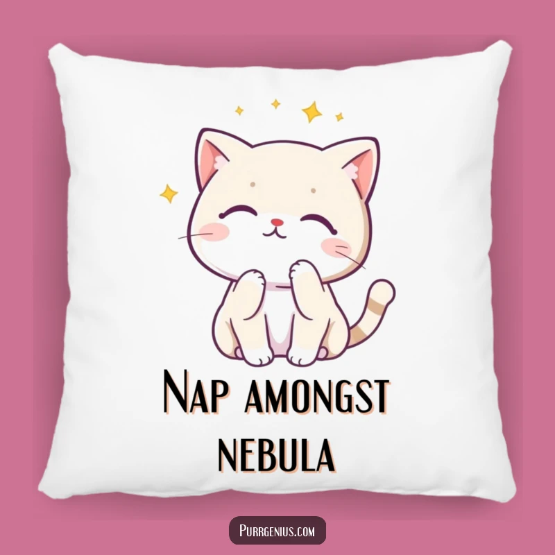Funny Kawaii Cat Star Gazer Pillow: Cozy Comfort & Cosmic Dreams