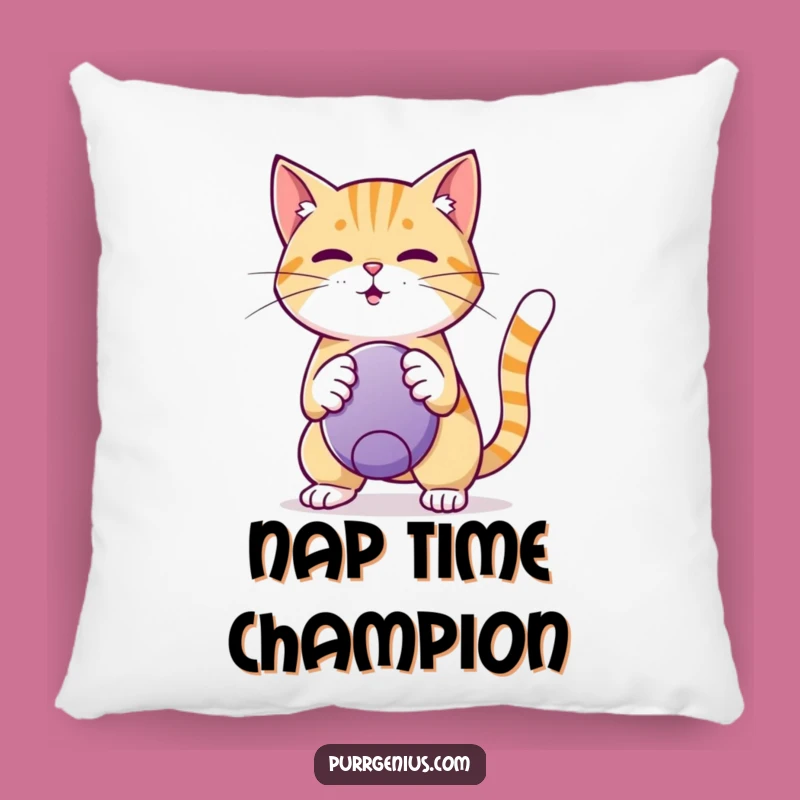 Funny Cat Trickster Pillow: Clever Feline Ball Masterpiece, Cozy Funny Gift for Comfort