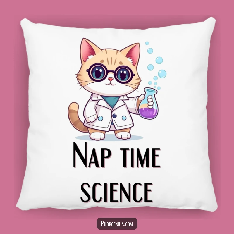 Funny Scientist Cat Pillow: Snuggle Up with Science and This Hilarious Feline Friend
