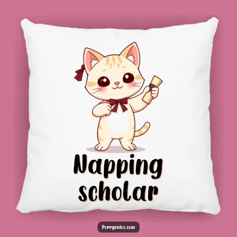 Funny Grad Cat Pillow: Confident Diploma Comfort