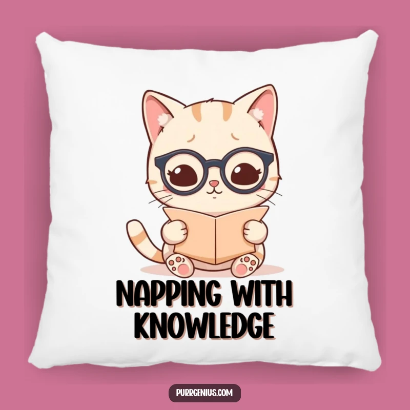 Funny Kawaii Cat Scholar Pillow: Cozy Up with Knowledge