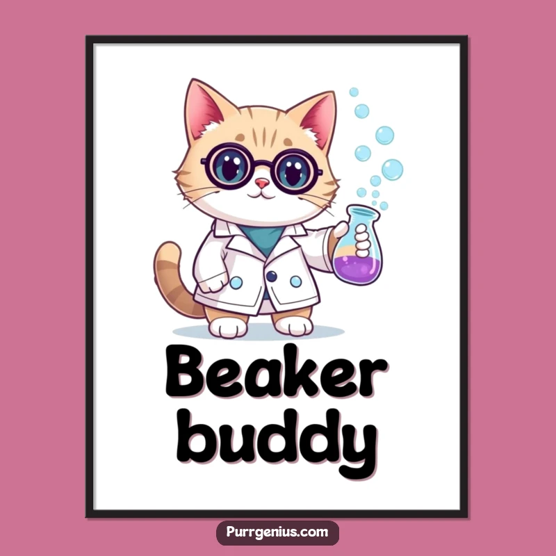 Funny Scientist Cat Digital Art Print: Bring Hilarious Feline Genius to Your Walls