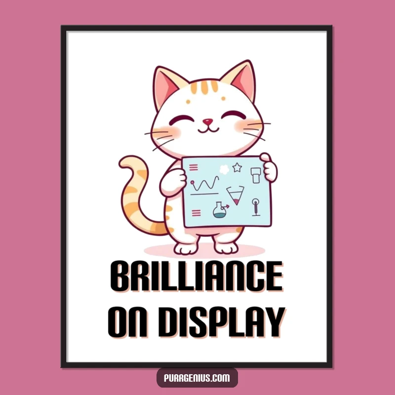 Funny Kawaii Cat Professor Digital Print: Instant Educational Art & Humor