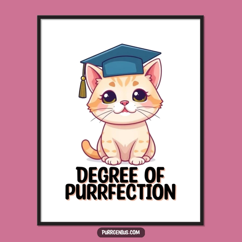 Funny Cat Graduation Cap Digital Print: Instant Scholarly Decor