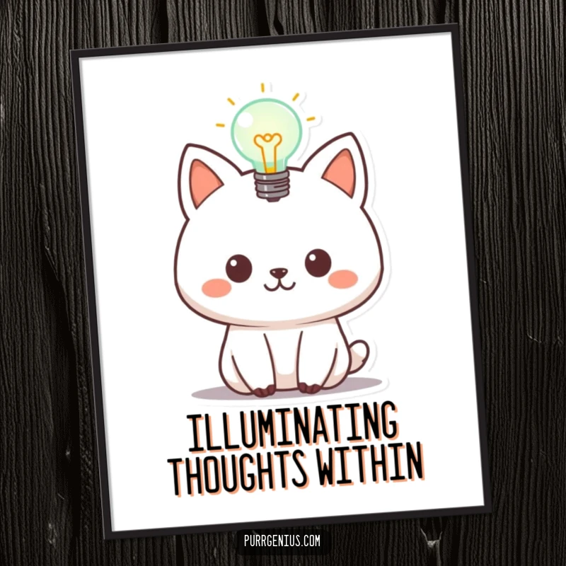 Funny digital art print of an animal with a lightbulb, symbolizing inspiration and perfect for instant, humorous wall decor.