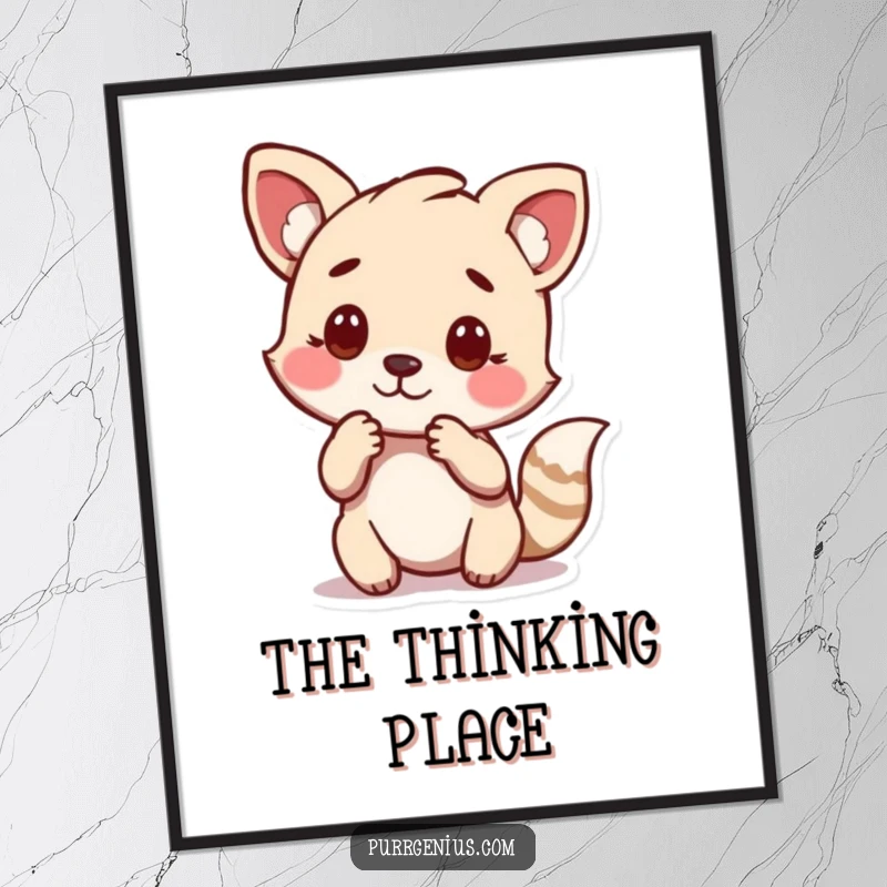 Funny digital art print of an animal striking a profound, thoughtful pose, perfect for intellectual decor.