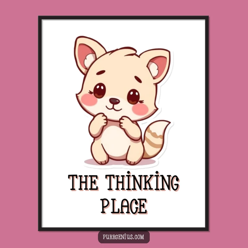 Funny Animal Thoughtful Pose Digital Art: Instant Pensive Decor