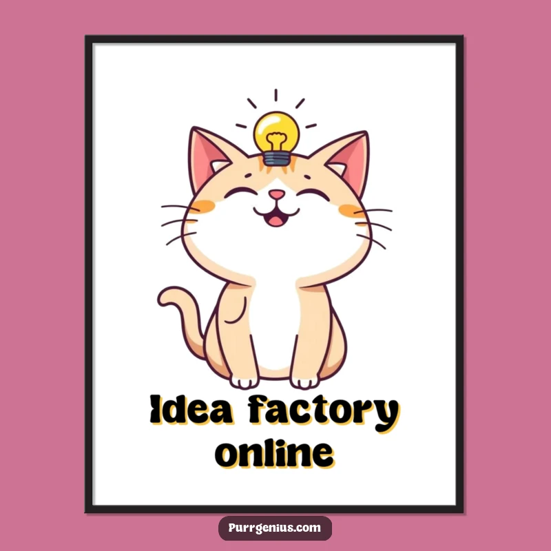 Funny Art Print: Lightbulb Cat Moment, Humorous Instant Download Decor