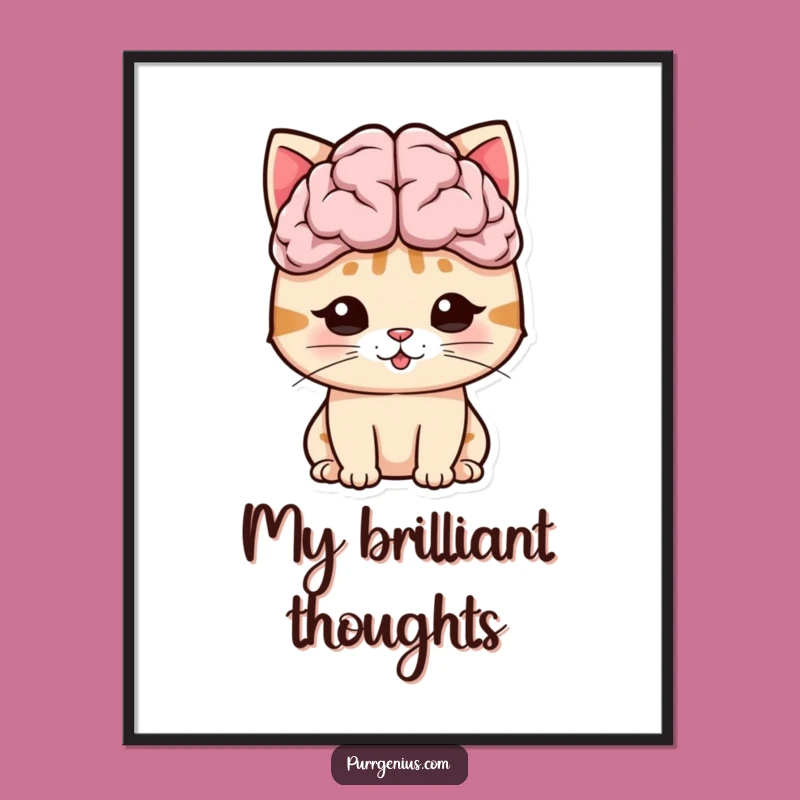 Funny Big Brain Cat Digital Print: Instant Art for Smart Spaces