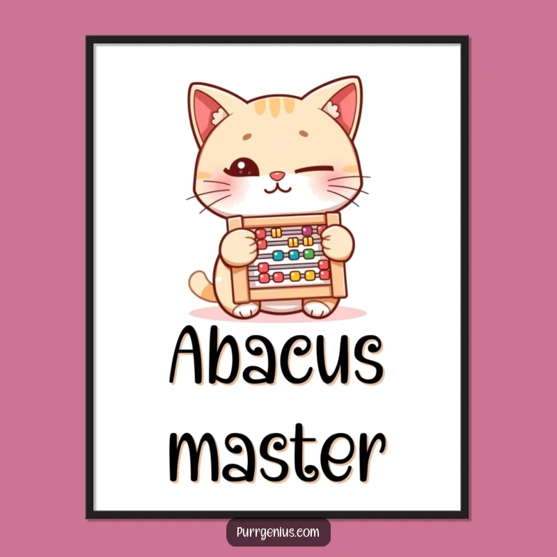 Funny Cat Abacus Art Print: Witty Feline Digital Download, Decor