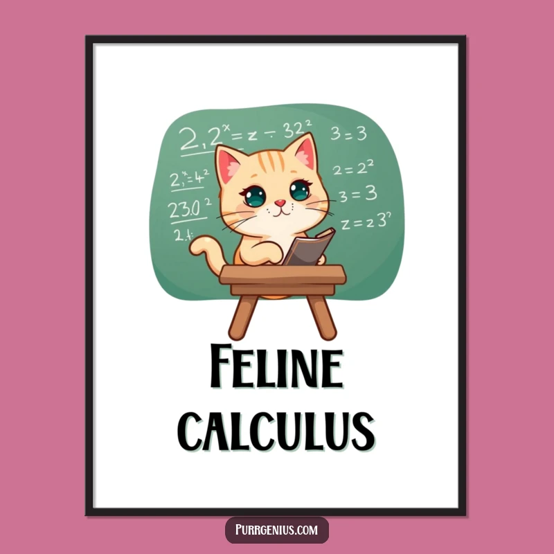 Funny Cat Math Equation Digital Print: Instant Intellectual Decor