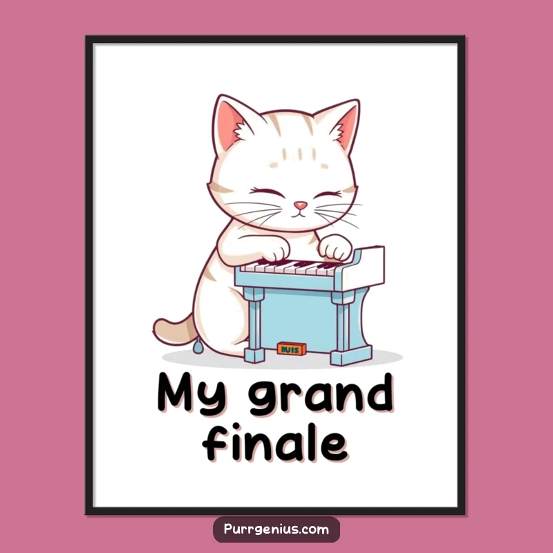 Funny Cat Piano Digital Art: Instant Download Feline Musician Print, Gift