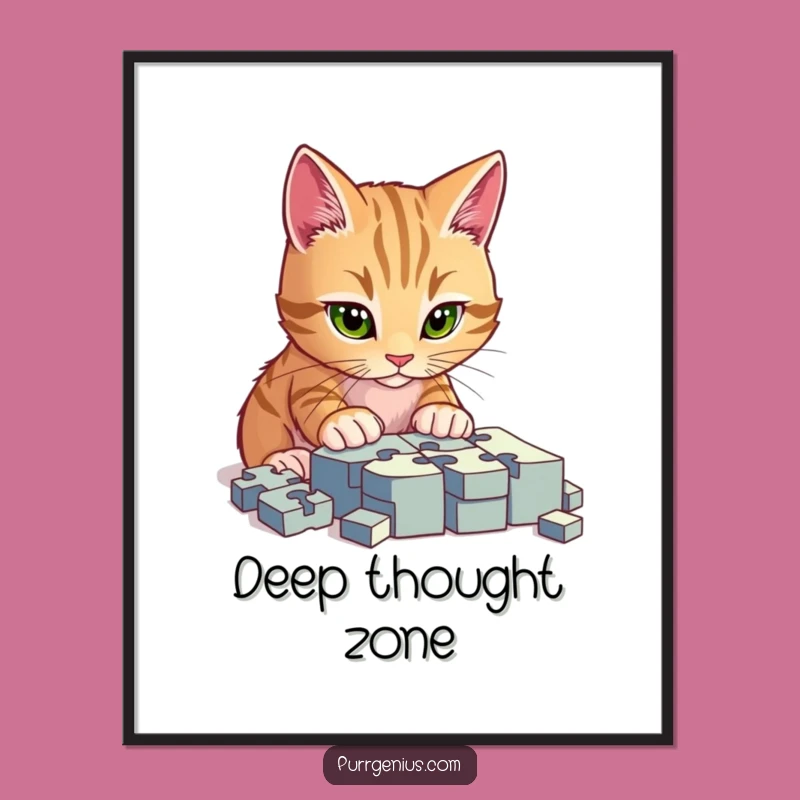 Funny Cat Puzzle Digital Print: Bring Whimsy to Your Walls
