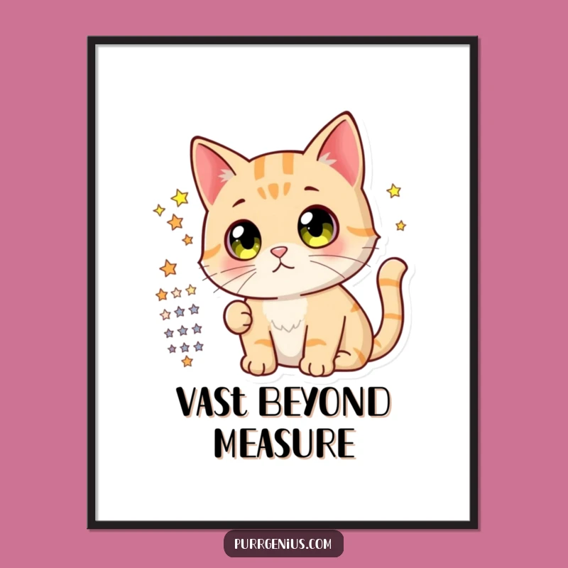 Funny Cat Stargazer Digital Art: Curious Kitty Print, Hilarious Gift for Decor