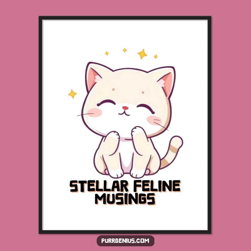 Funny Kawaii Cat Constellation Digital Print: Instant Celestial Art & Humor