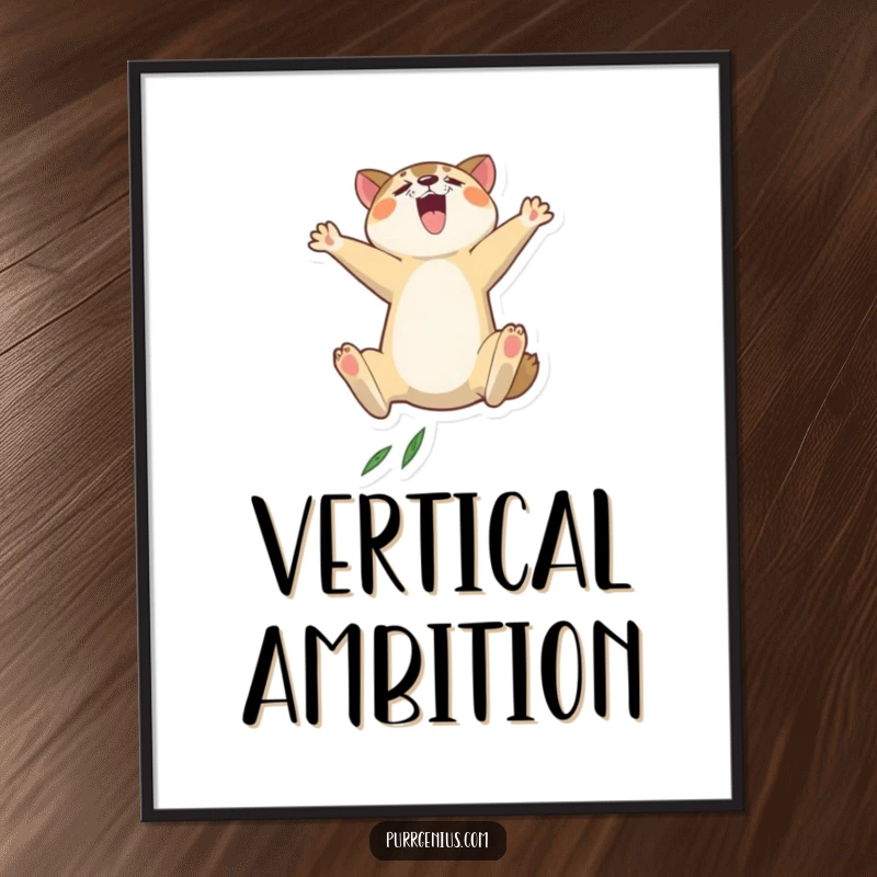 Funny digital art print of a leaping animal, symbolizing high energy and ambition, perfect for dynamic and humorous wall decor.