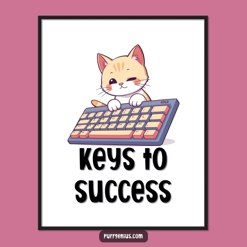 Funny Cat Typist Digital Art Print: Bring Hilarious Feline Tech Vibes to Your Space