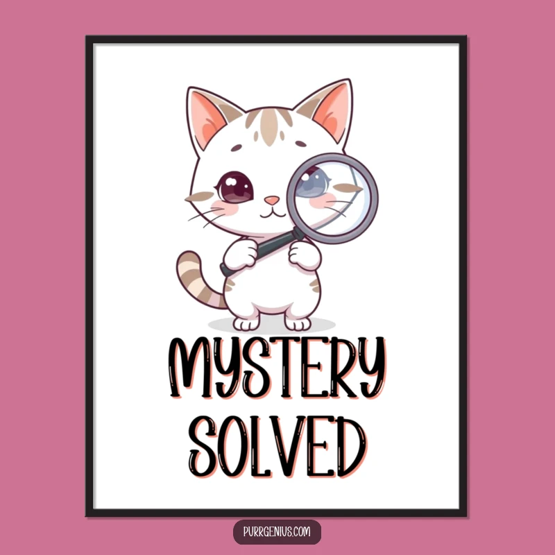 Funny Detective Cat Digital Art - Instant Intriguing Decor for Your Walls!