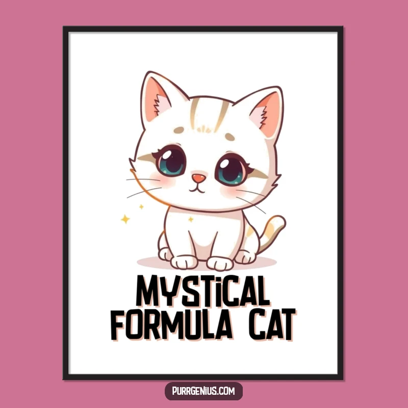 Funny Cat Formula Digital Art: Intrigued Feline Science Print