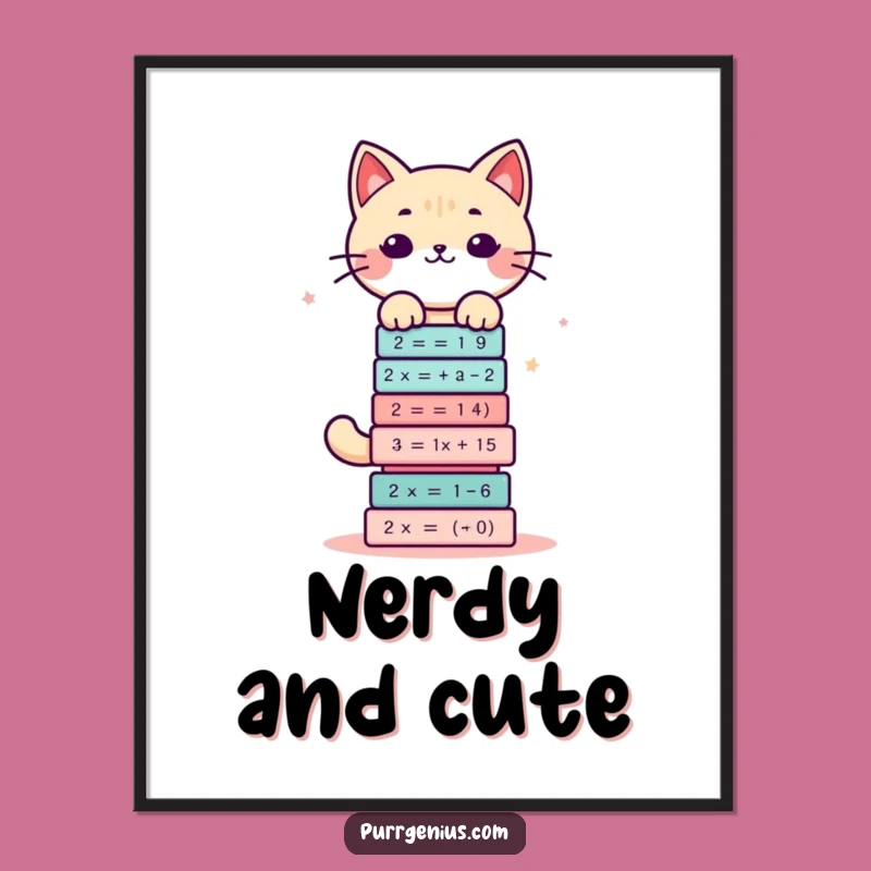 Funny Math Cat Digital Print: Instant Hilarious Picasso of Equations!