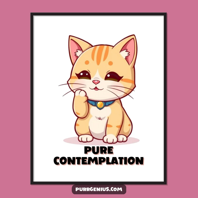 Funny Wise Cat Digital Print: Instant Contemplative Art for Your Walls