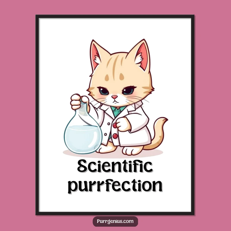 Funny Art Print: Scientist Cat Experiment, Humorous Instant Download Decor