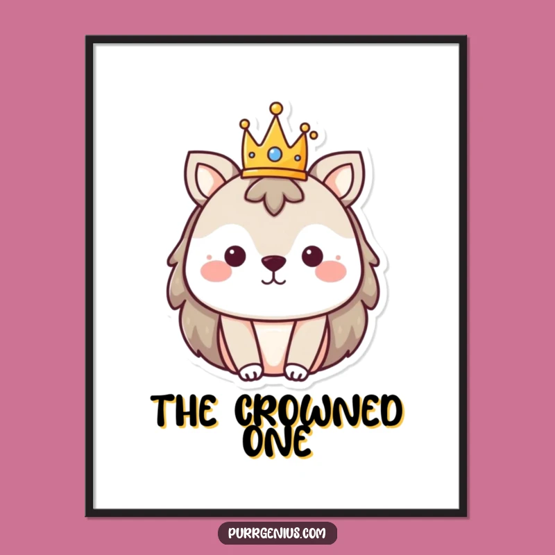 Funny Animal Tiny Crown Digital Art: Instant Regal Decor