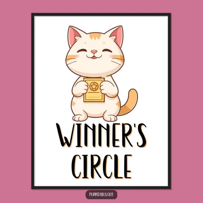 Funny Winner Cat Art Print: Proud Feline Award Download, Decor