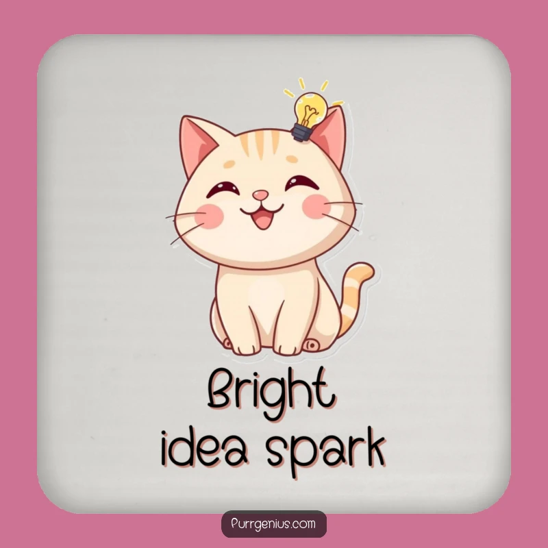 Funny Cat Lightbulb Coaster: Cheerful Feline Genius Protection, Gift