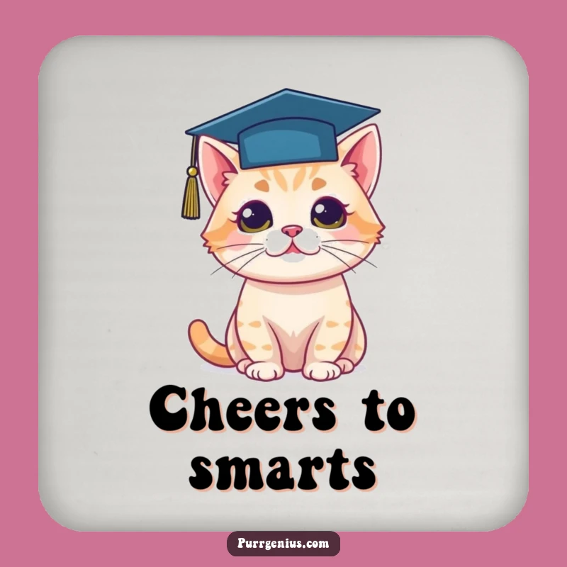 Funny Cat Graduation Cap Coaster Set: Protect Surfaces Smartly