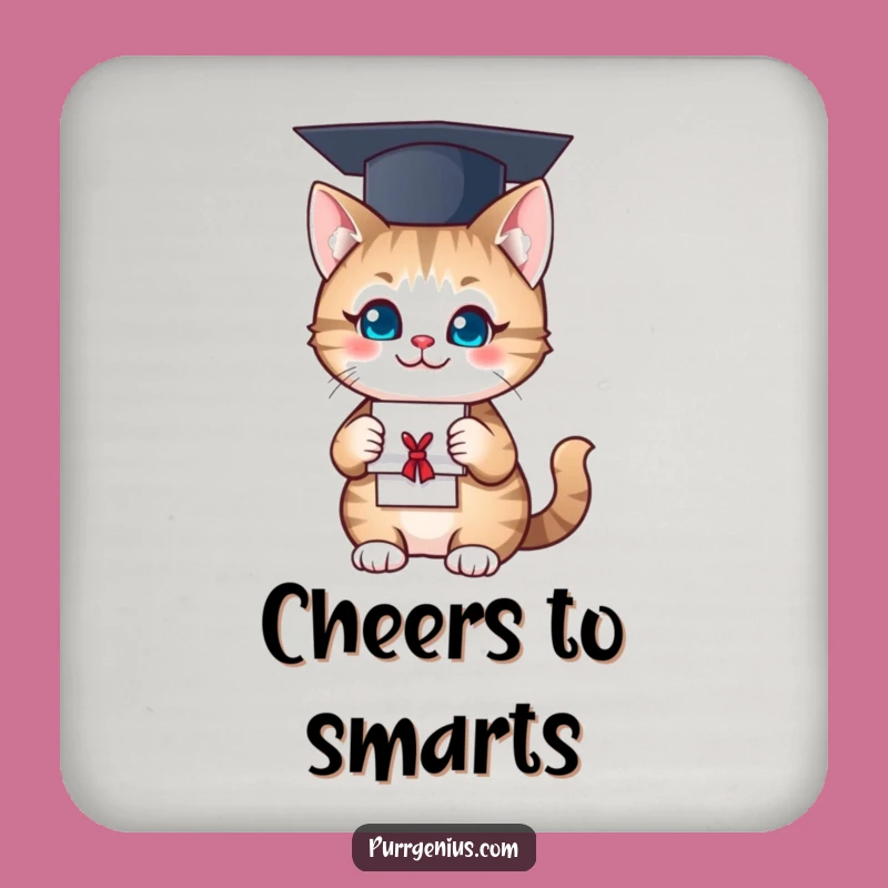 Funny Coaster Set: Graduate Cat Protection, Humorous Table Decor Gift