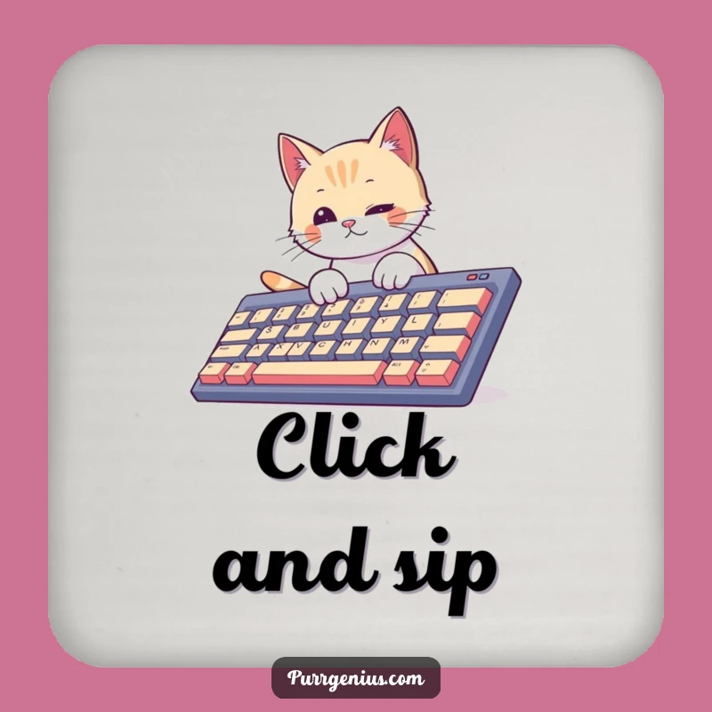 Funny Cat Typist Drink Coaster: Protect Your Desk with This Hilarious Feline Techie