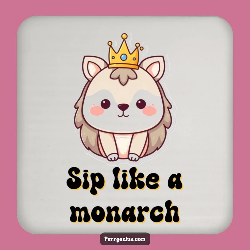 Funny Animal Tiny Crown Drink Coaster: Protect Surfaces Royally