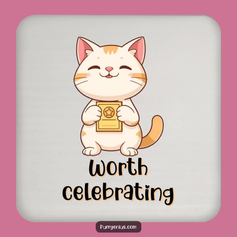 Funny Cat Award Coaster: Proud Feline Protection, Achievement Gift