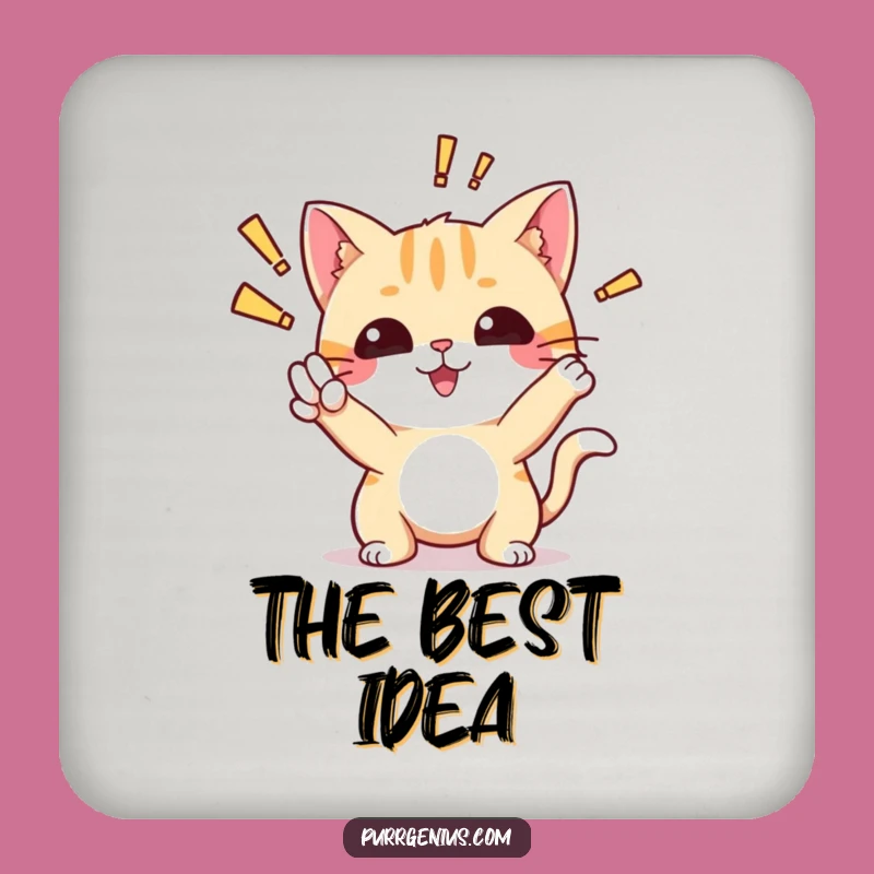 Funny Cat Discovery Coaster: Aha! Kitty Protector, Hilarious Gift for Desk