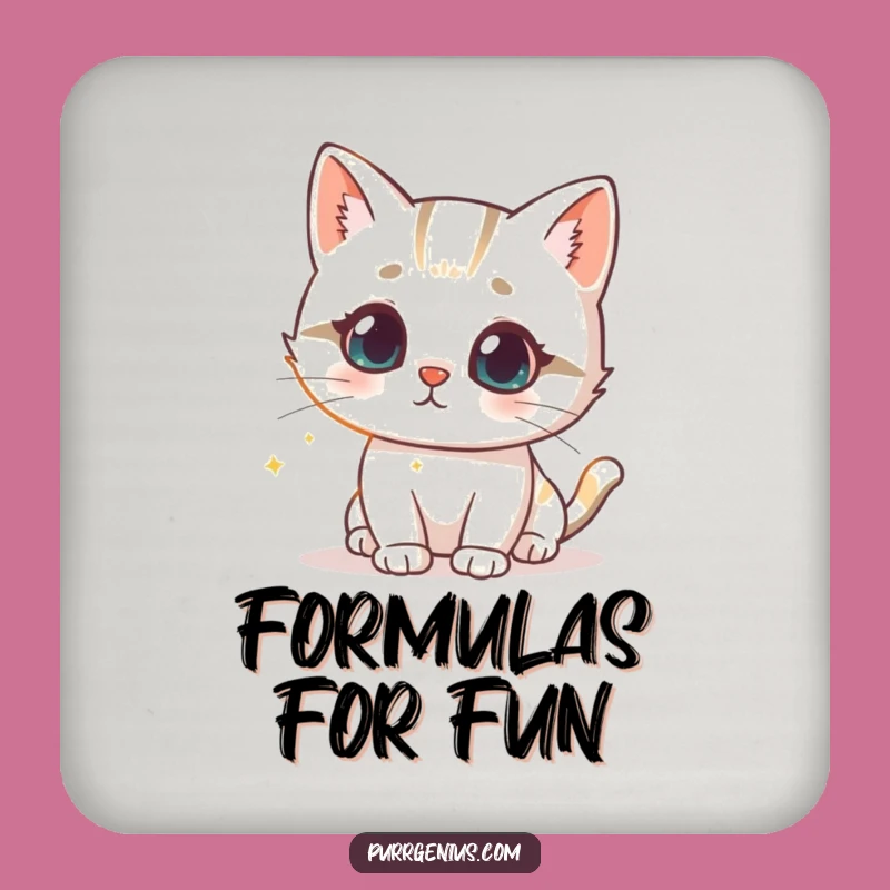 Funny Cat Formula Coaster: Intrigued Feline Science Drink Protector Gift