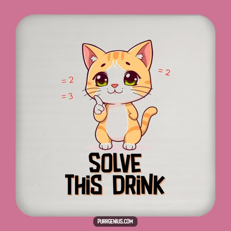 Funny Cat Math Coaster: Pointing Feline Equation Drink Protector Gift