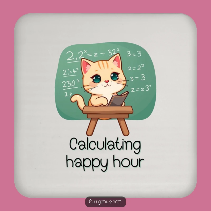 Funny Cat Math Equation Coaster Set: Protect Surfaces Intelligently