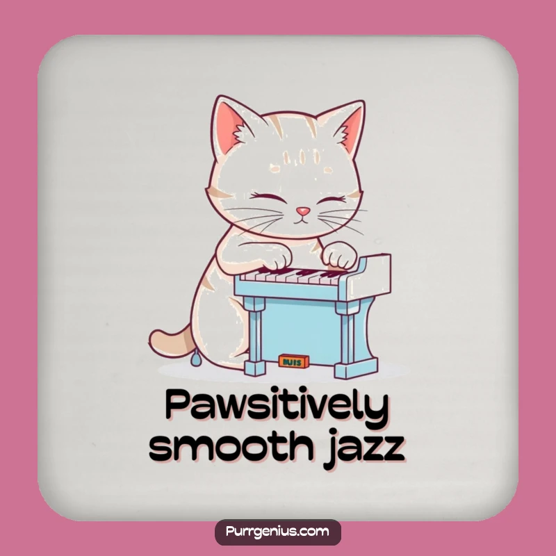 Funny Cat Piano Coaster: Protect Surfaces with Feline Musician Art, Gift