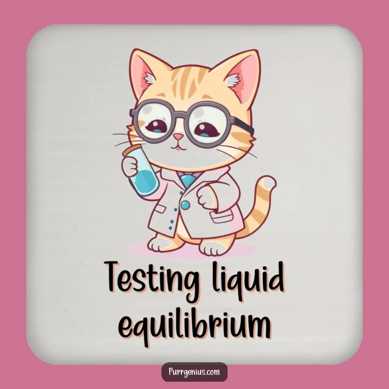 Funny Cat Scientist Coaster - Protect Surfaces Lab Coat Kitty!