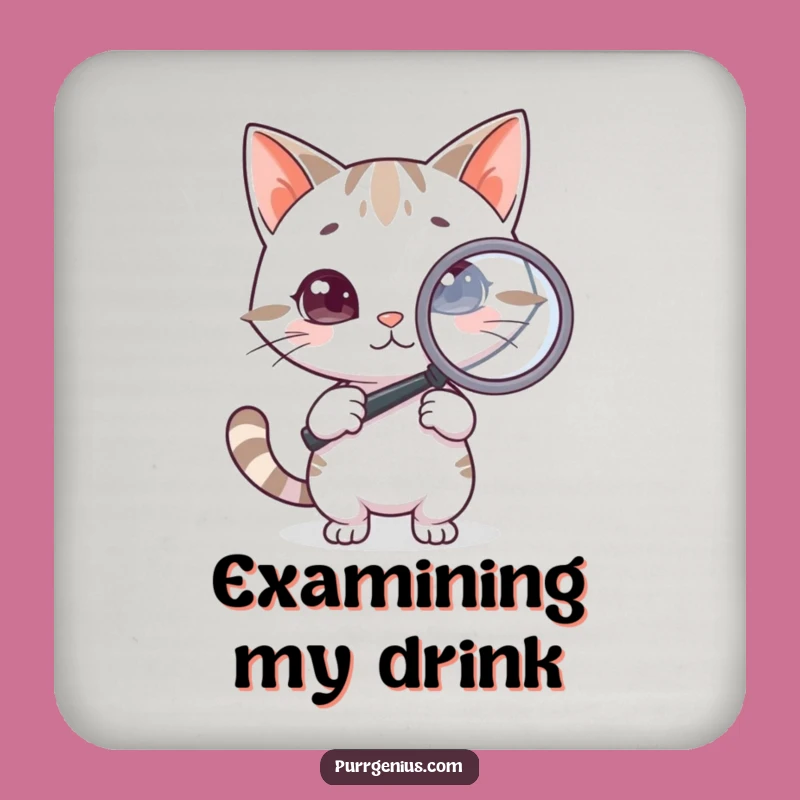 Funny Detective Cat Coasters - Protect Surfaces with Hilarious Investigative Charm!