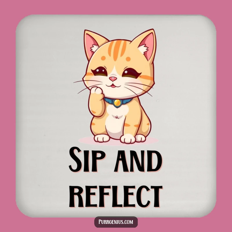 Funny Wise Cat Coaster Set: Protect Surfaces with Serene Style
